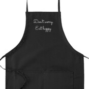 'Don't worry. Eat happy.' Apron.